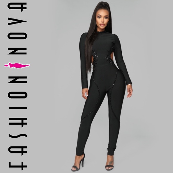 Jewel Embellishment Body Con Jumpsuit - Picture 2 of 6